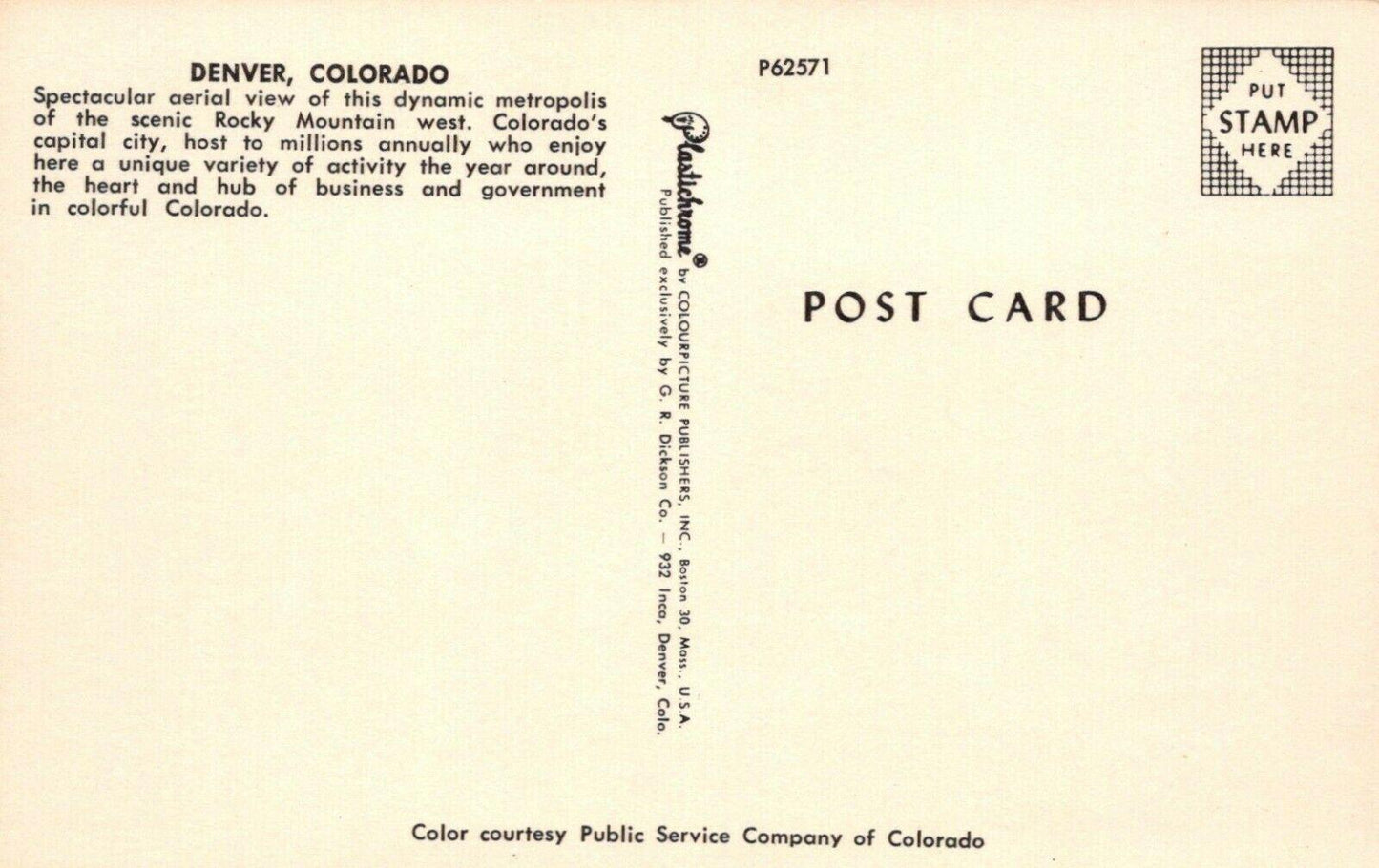 America Postcard - Aerial View of Denver, Colorado   RS22001