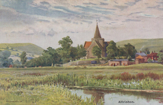 Sussex Postcard - Artist View of Alfriston SW20270