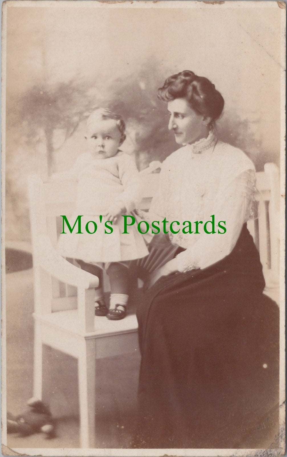 Ancestors Postcard - Studio Portrait, Mother and Child on a Bench Ref.RS30959