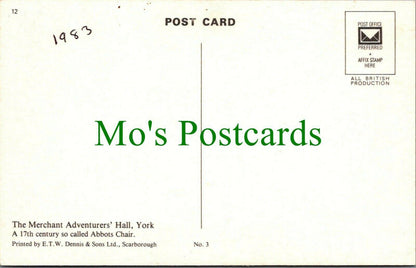 Yorkshire Postcard-17th Century Abbots Chair,Merchant Adventurers' Hall RS25914