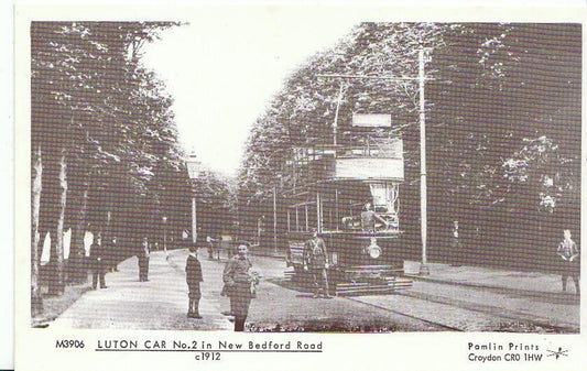 Bedfordshire Postcard: Trams, Luton Car No 2 in New Bedford Road c1912 - W892
