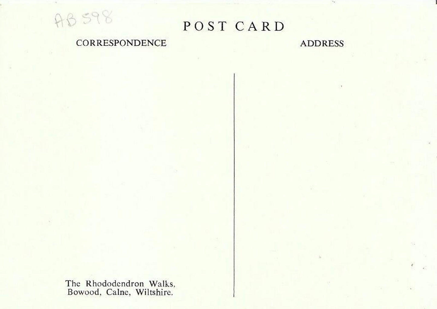 Wiltshire Postcard - The Rhododendron Walk, Bowood, Calne   AB598