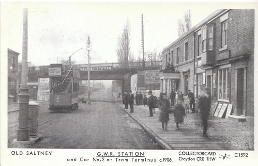 Flintshire Postcard: Saltney G.W.R. Station Tram Car No 2 Terminus 1906 - V2240