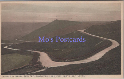 Derbyshire Postcard - Castleton, Mam Tor, Hair Pin Bend Road  DC1819