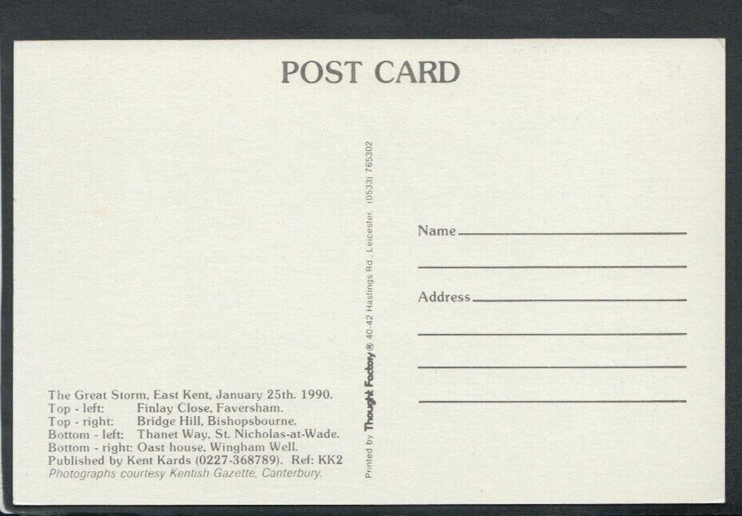 Kent Postcard - The Great Storm, East Kent - Faversham, Bishopsbourne etc RR6105