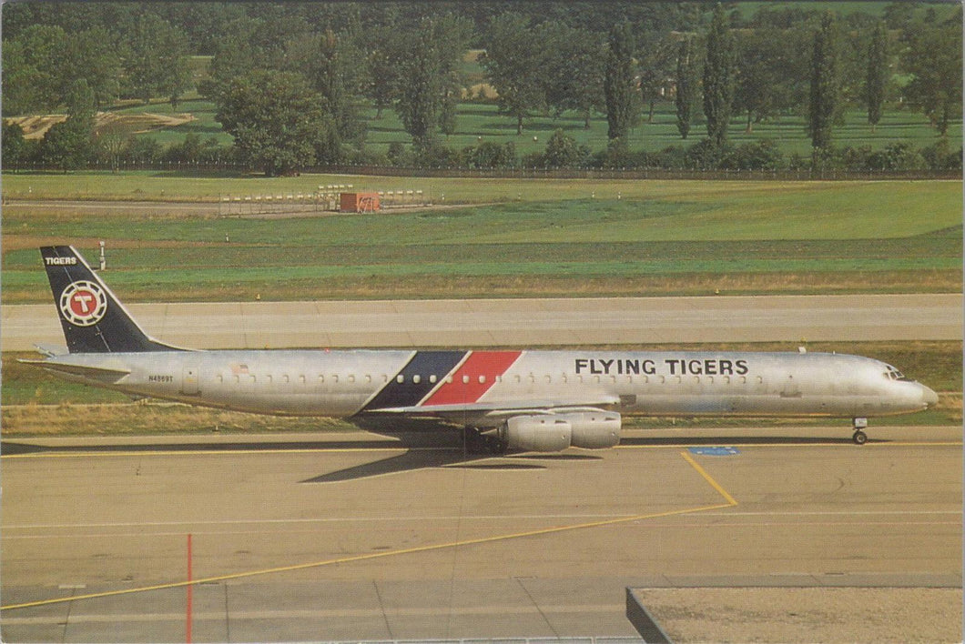 Aviation Postcard - Flying Tigers DC-8-73CF Aeroplane at Zurich  RR18707