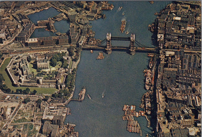 London Postcard - Aerial View of The Tower of London and Tower Bridge RR23198