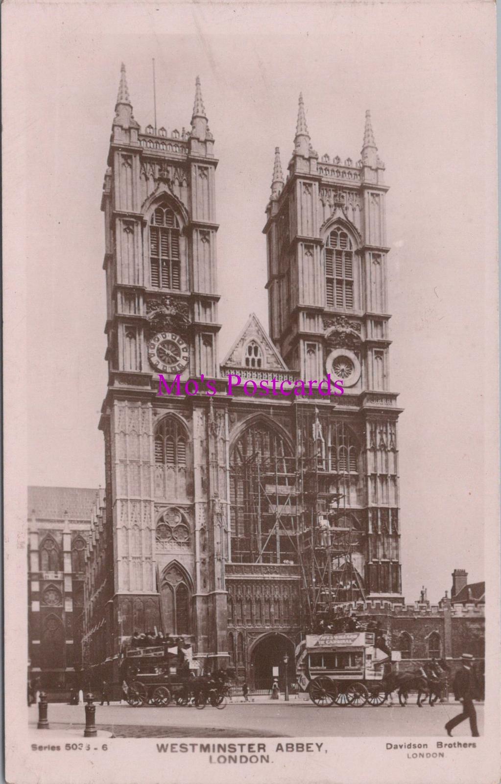 London Postcard: Westminster Abbey and Traffic. Posted 1907 - RS38475