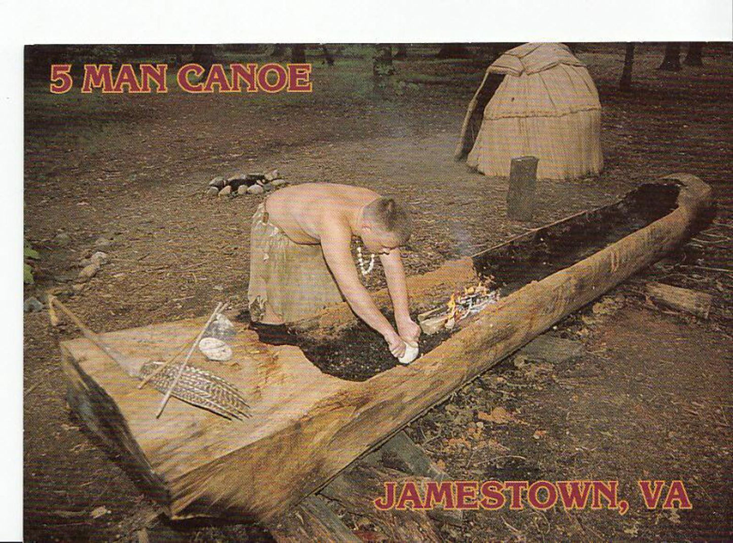America Postcard - Man Canoe, Jamestown Settlement, Virginia   EB225
