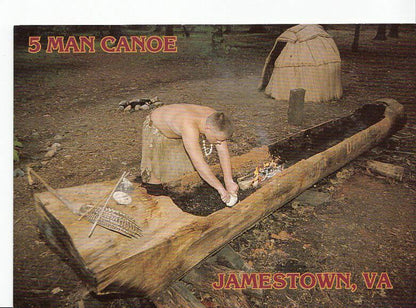 America Postcard - Man Canoe, Jamestown Settlement, Virginia   EB225