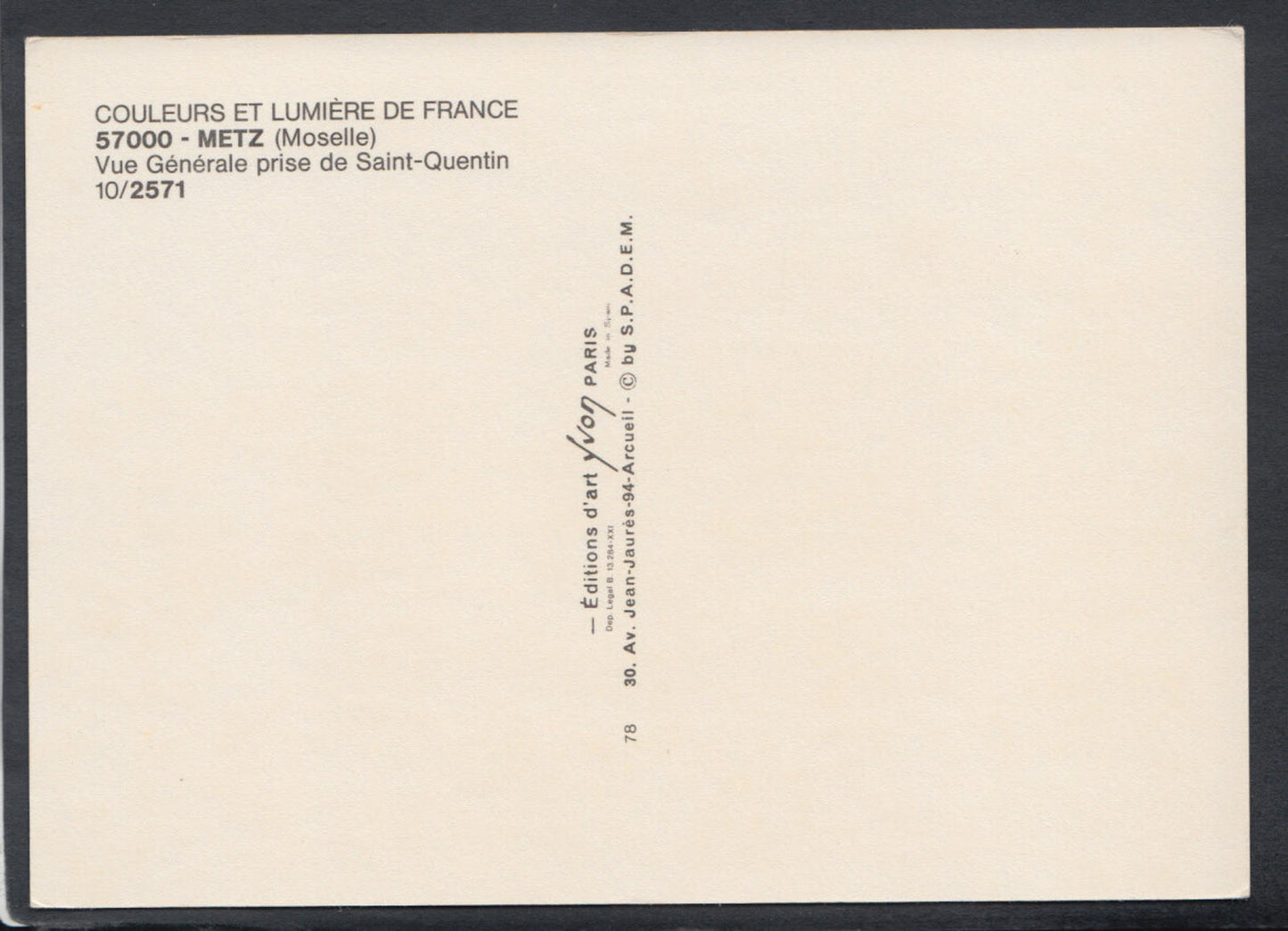 France Postcard - Metz (Moselle) - Vue Generale Prise De Saint-Quentin  RR5794