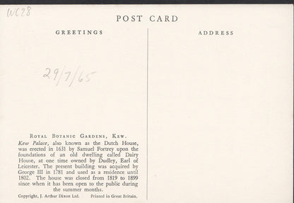 London Postcard - Kew Palace, Royal Botanic Gardens, Kew  WC28