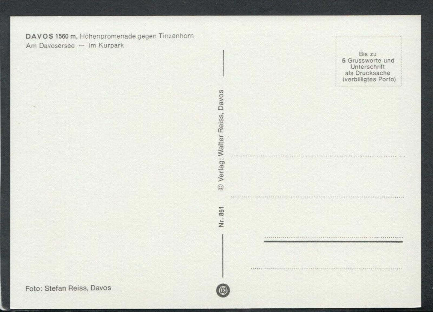 Switzerland Postcard - Davos 1560m, Hohenpromenade Gegen Tinzenhorn T4334