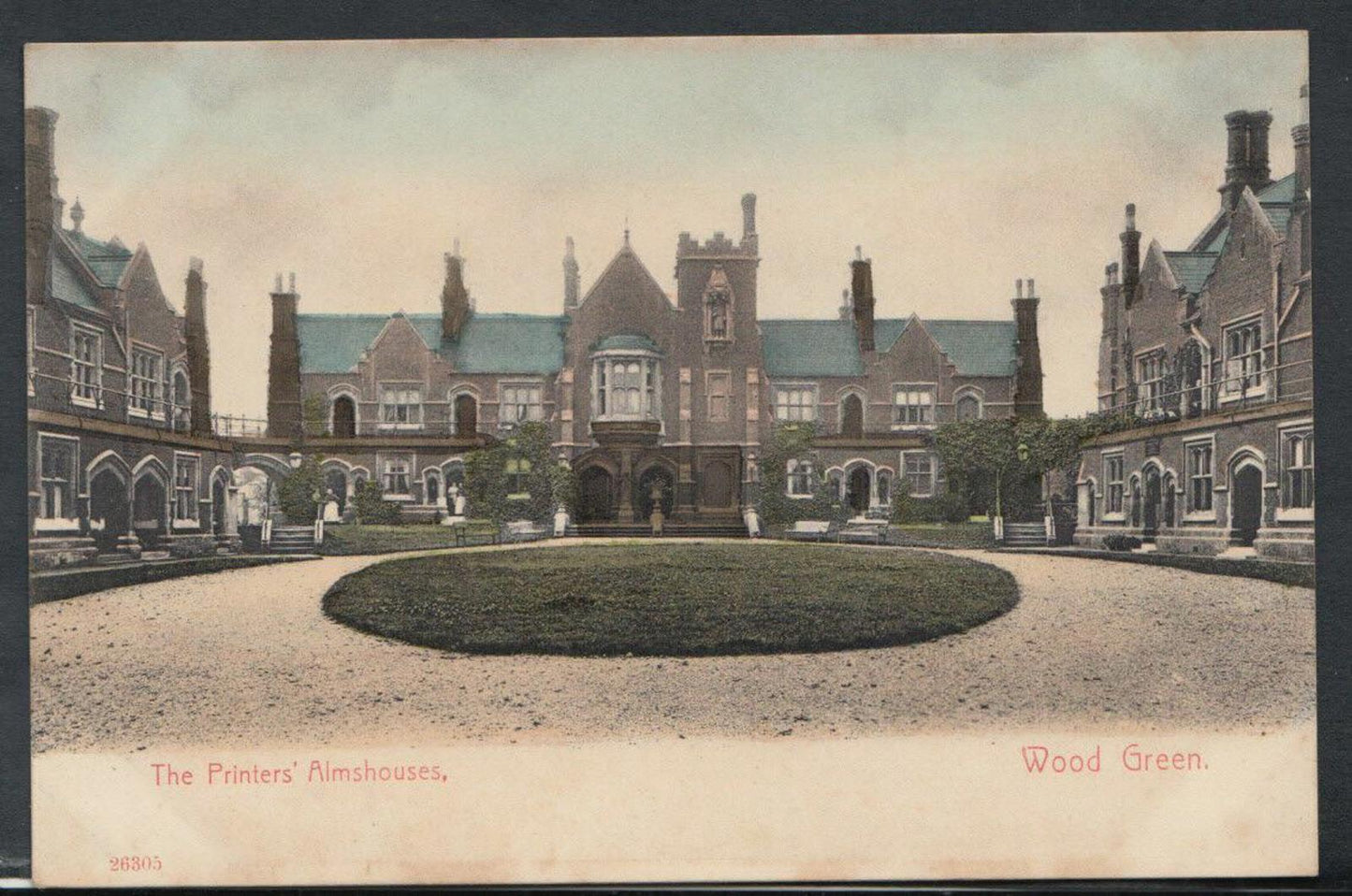 London Postcard - The Printers' Almshouses, Wood Green     RS10000