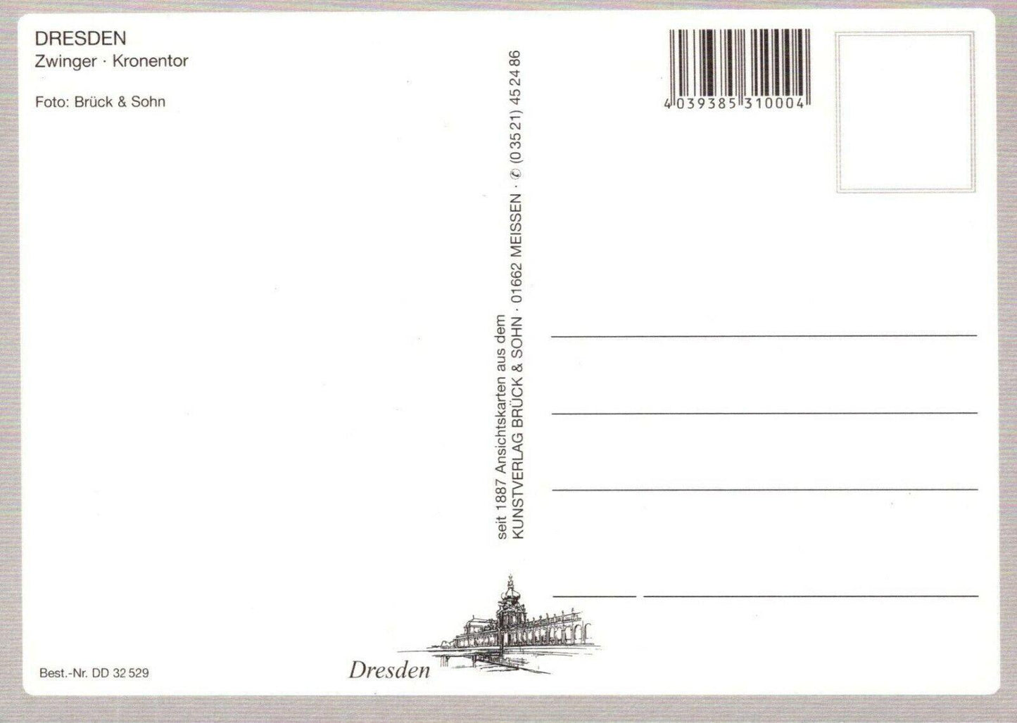 Germany Postcard - Dresden - Zwinger - Kronentor    RRR137
