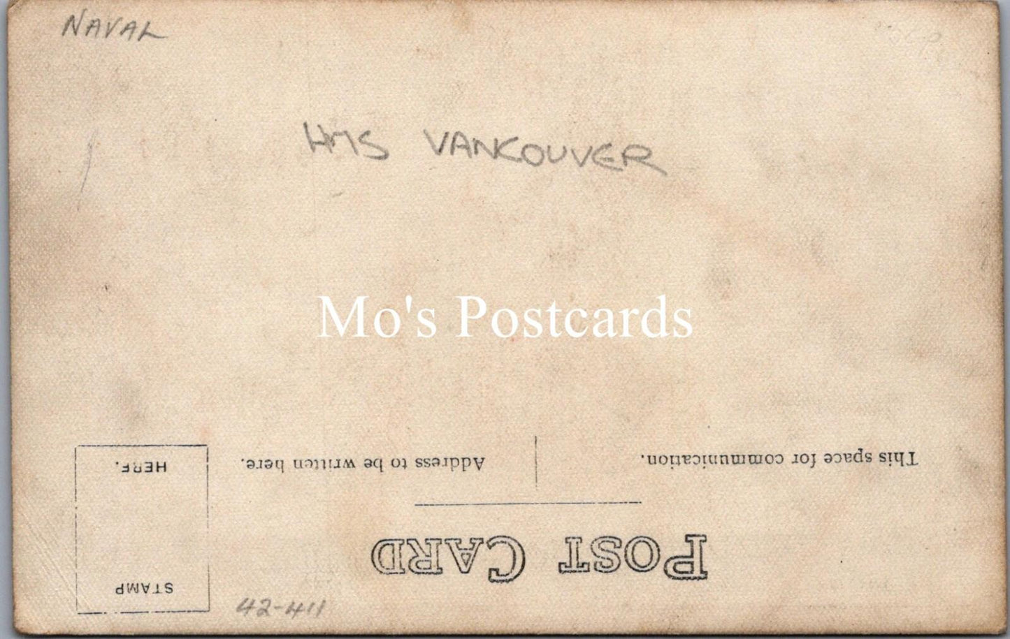 Shipping Postcard - Royal Navy, HMS Vancouver, V-Class Destroyer RS39879