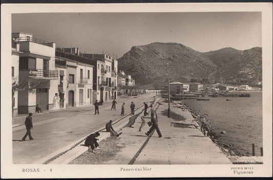 Spain Postcard: Roses Paseo del Mar Girona Costa Brava RPPC M273