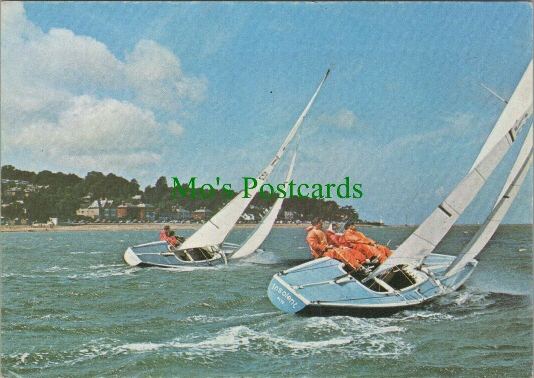 Yachting Postcard - Insolent, 27 Foot 'Solings' Seen Racing at Cowes RR13681