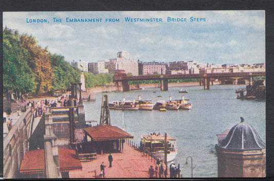 London Postcard - The Embankment From Westminster Bridge Steps   RS10084