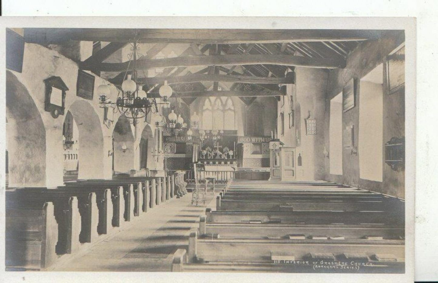 Cumbria Postcard - Interior of Grasmere Church  6813A