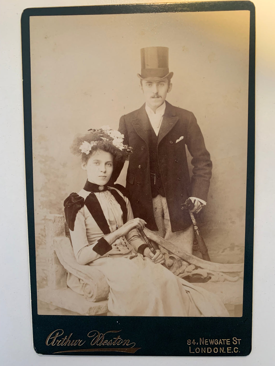 Victorian Cabinet Card - London Couple Portrait 1880's / 1890's - CBC1