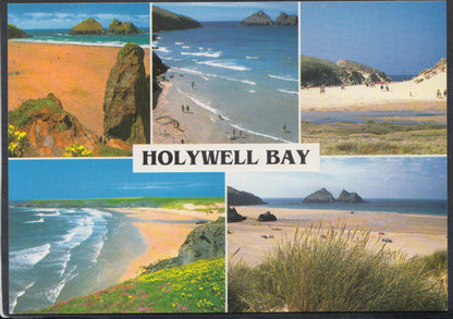 Cornwall Postcard: Holywell Bay Postcard Multi View Beach Coast Sea RR5909