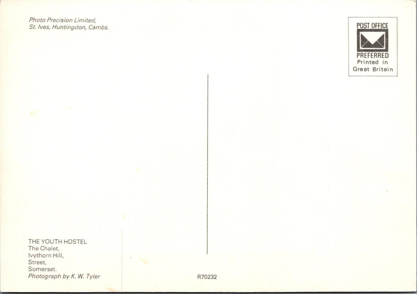Somerset Postcard - Youth Hostel, The Chalet, Ivythorn Hill, Street RR23213