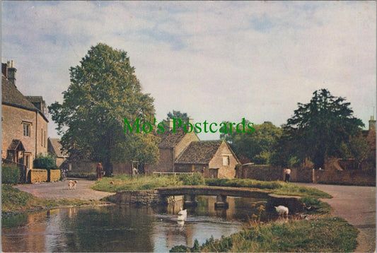 Gloucestershire Postcard: Lower Slaughter River Eye Stone Bridge 1960s  RR13501