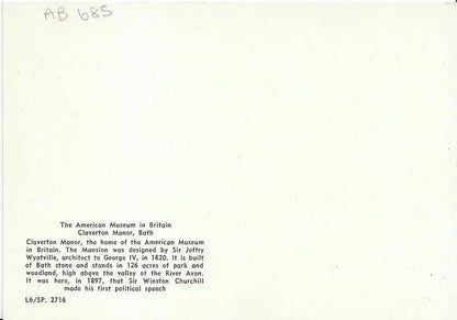 Somerset Postcard - American Museum in Britain, Claverton Manor, Bath  AB685
