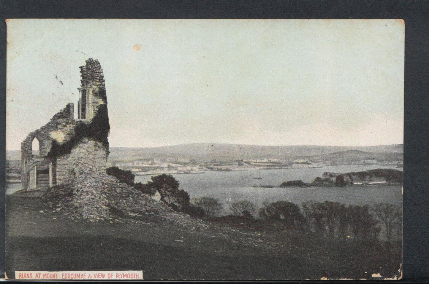 Devon Postcard - Ruins at Mount Edgcumbe & View of Plymouth    RS10073