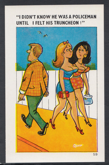 Comic Postcard: Police Saucy Risque Rude Policeman Truncheon Artist Quip  S10