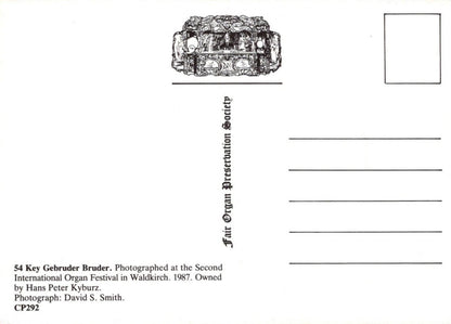 Music Postcard - 54 Key Gebruder Bruder, International Organ Festival  RRR393