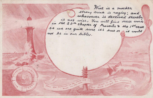 Proverbs Postcard - Temperance Movement Literature, Alcohol, Lighthouse RS41096