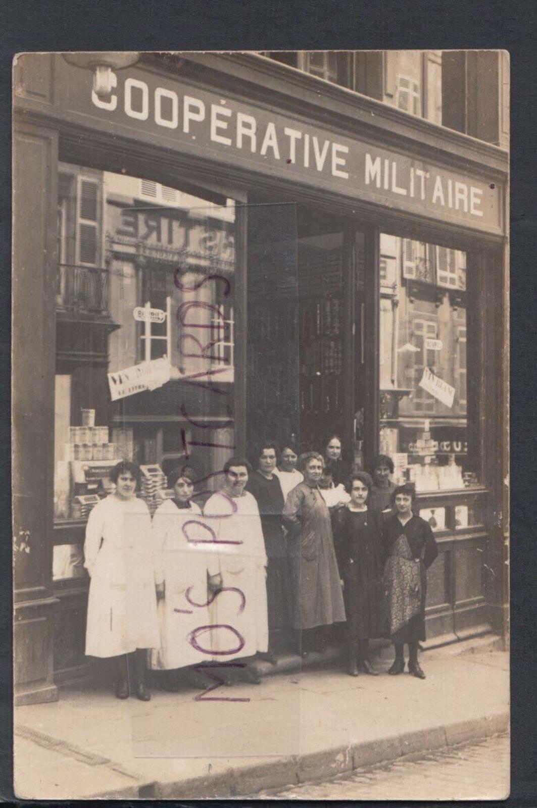 France Postcard: Co-operative Militaire Shop Front Workers 1910s T6613