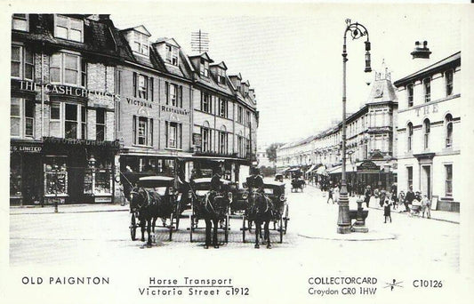 Devon Postcard: Old Paignton Horse Transport in Victoria Street c1912 E732