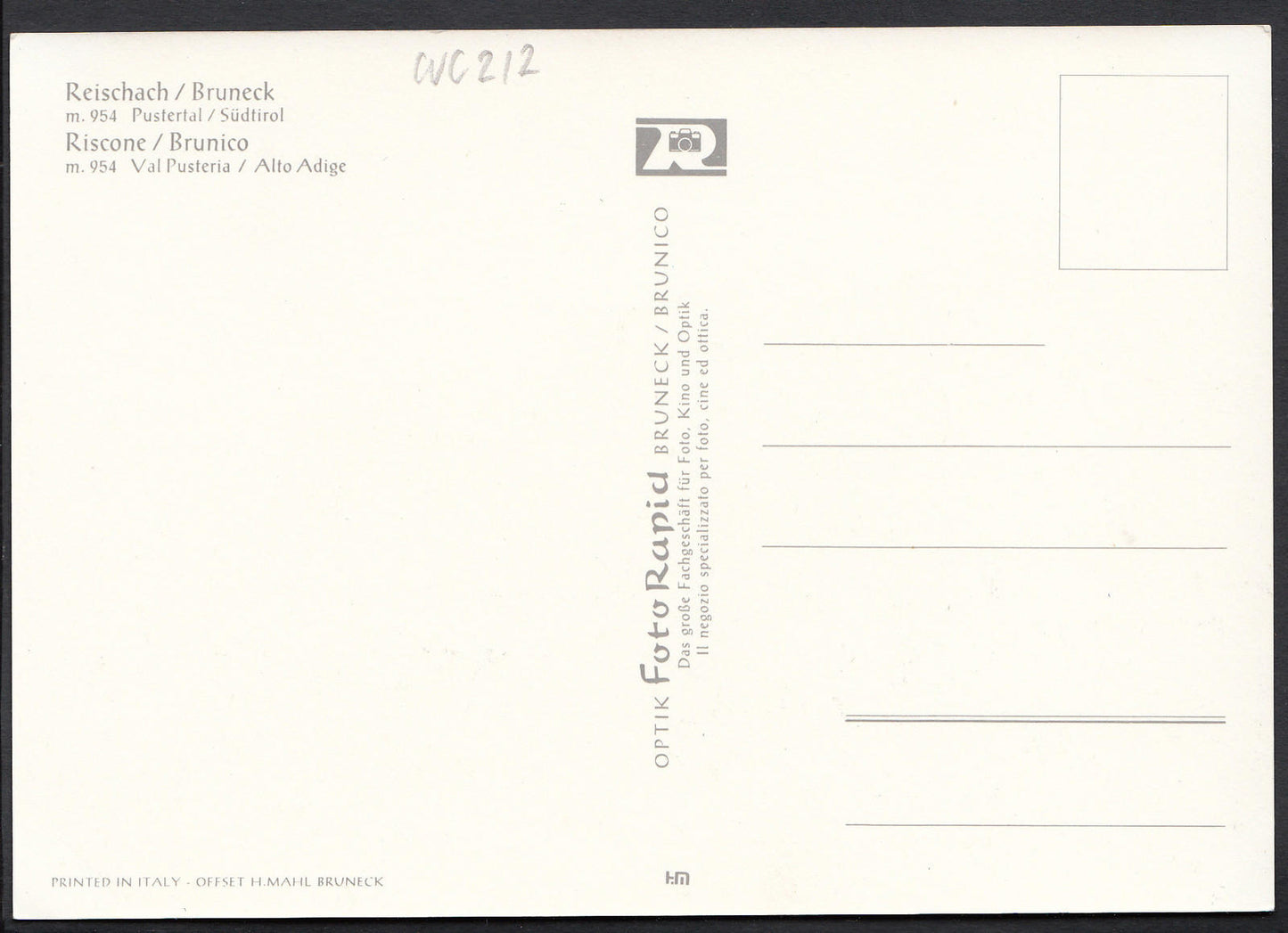 Germany Postcard - Reischach / Bruneck, Riscone / Brunico  WC212