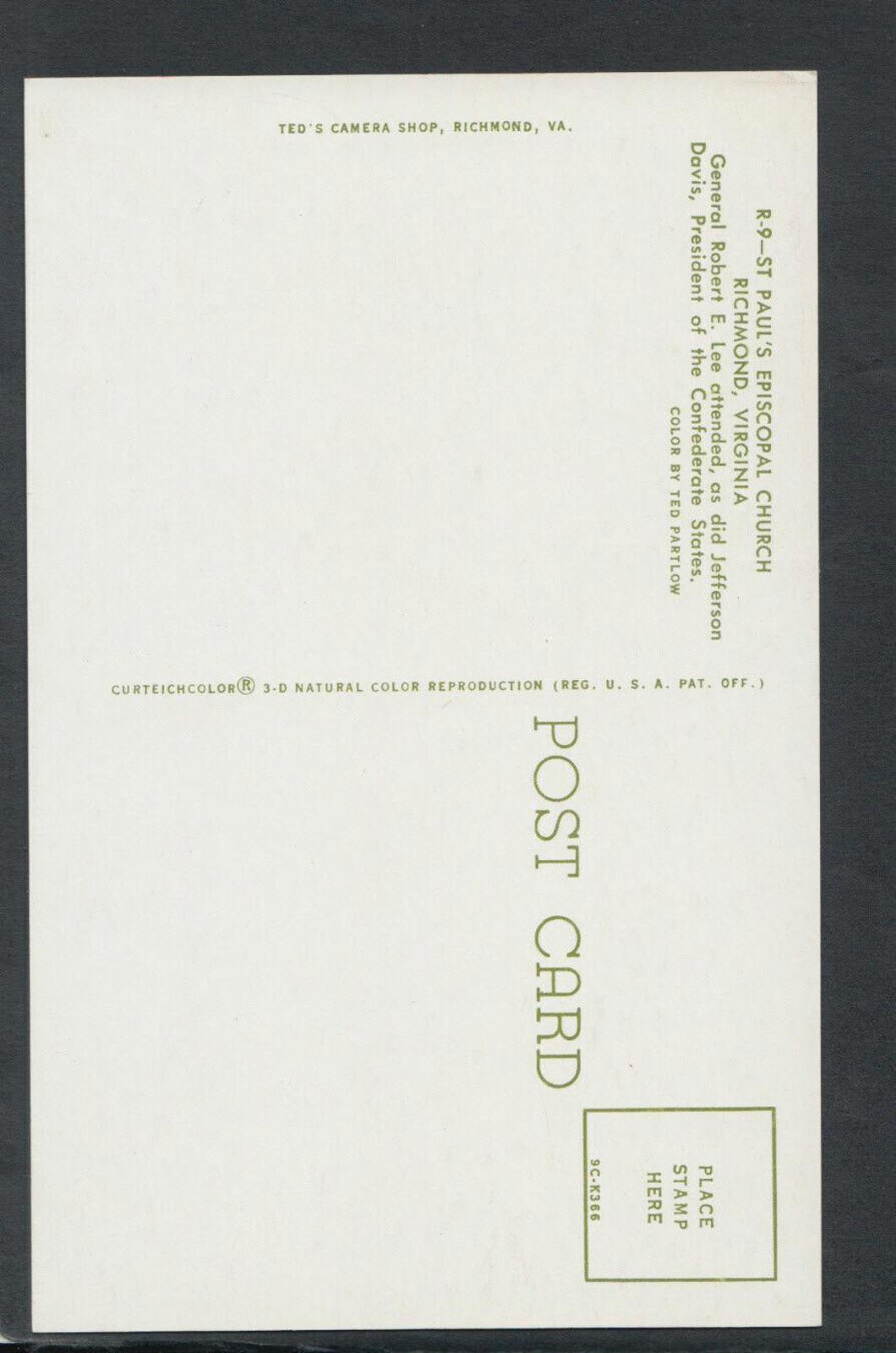 America Postcard - St Paul's Episcopal Church, Richmond, Virginia  RS19981