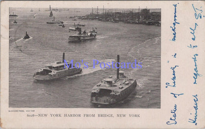 America Postcard - New York Harbor From Bridge. Posted 1905 - DC2080