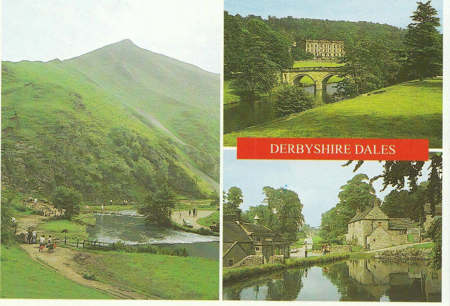 Derbyshire Postcard - Chatsworth,Thorpe Cloud,Dovedale, Tissington Hall AB905