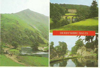 Derbyshire Postcard - Chatsworth,Thorpe Cloud,Dovedale, Tissington Hall AB905