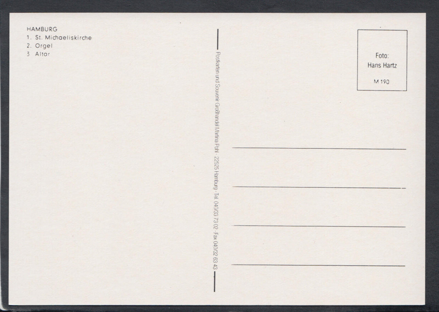 Germany Postcard - Hamburg - St Michaeliskirche, Orgel and Altar   RR5721