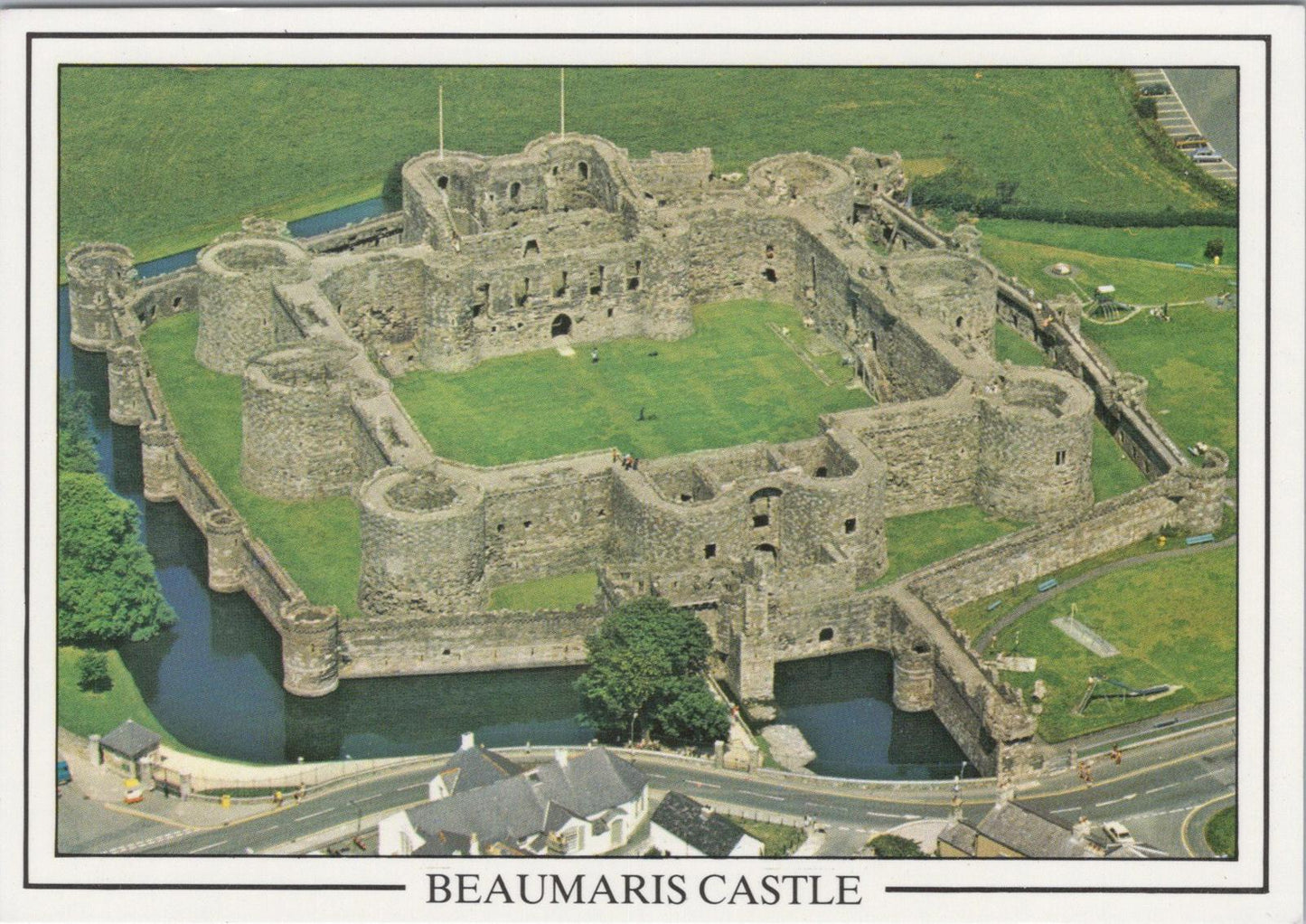 Wales Postcard - Aerial View of Beaumaris Castle   RR23224