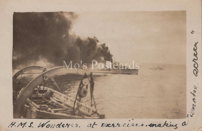 Naval History Postcard - H.M.S. Wanderer, W-Class Destroyer at Exercises  XT66