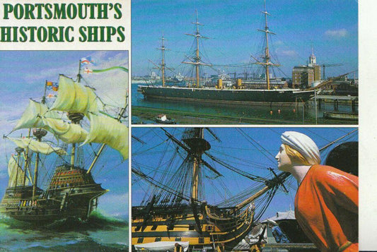 Shipping Postcard - Portsmouth, HMS Victory, HMS Warrior, The Mary Rose  TZ6573