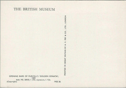 British Museum Postcard-Music -Opening Bars of Purcell's 'Golden Sonata' RRR1278