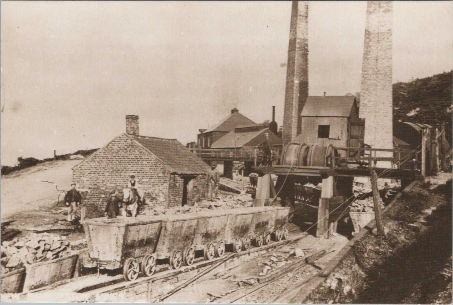 Yorkshire Postcard: Eston Ironstone Mines Old Bank Winding Drum c1900 XT3845