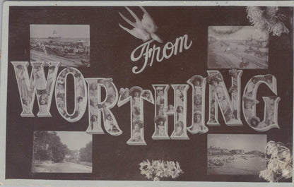 Sussex Postcard: Greeting From Worthing, Edwardian Multi-View, 1906 XT3911