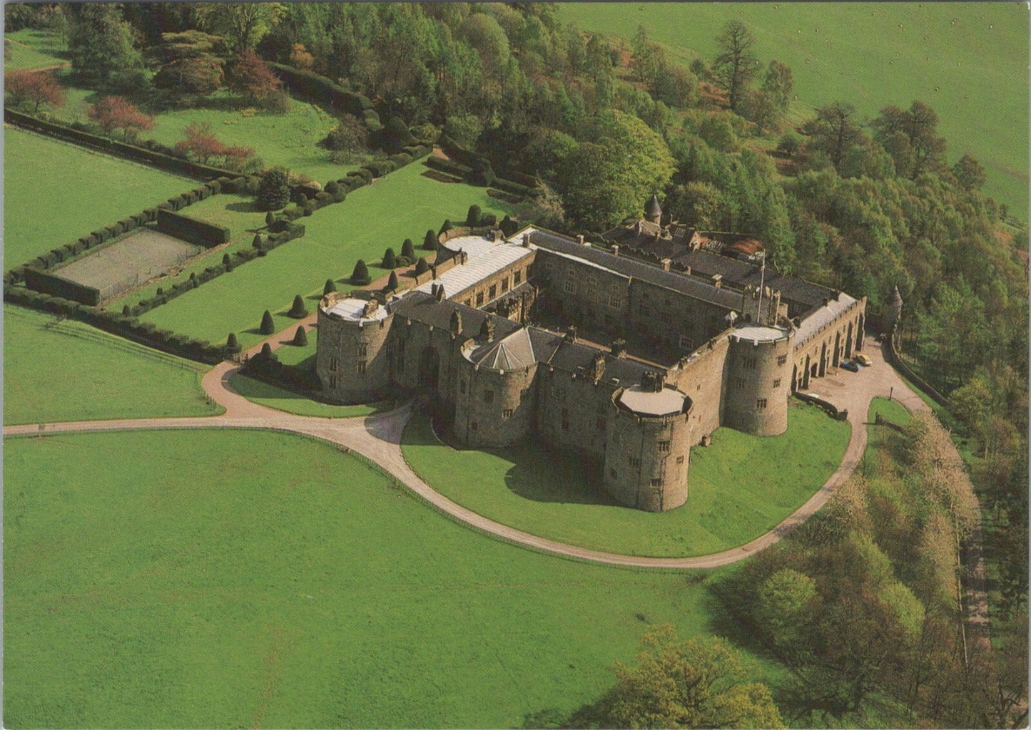 Denbighshire Postcard: Chirk Castle Aerial View Historic Fortress Grounds XT4442