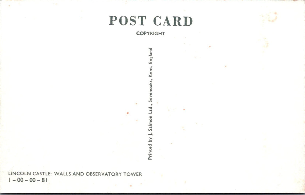 Lincolnshire Postcard: Lincoln Castle Walls Observatory Tower 1970s XT5297