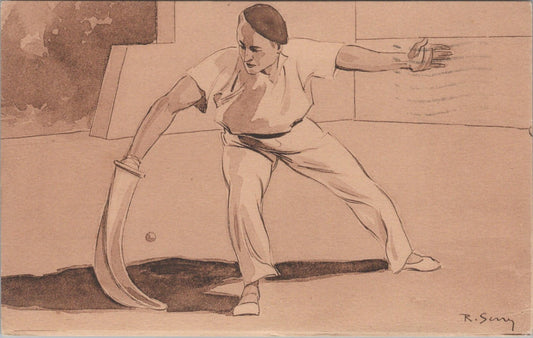 Sport Postcard: Pelote Basque Chistera Player Raoul Serres 1930's XT4343
